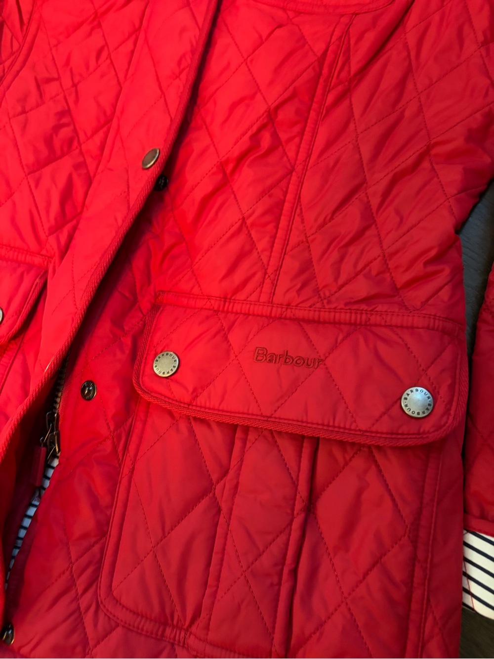 Barbour Bright Red Quilted Field Jacket - Picture 6 of 9